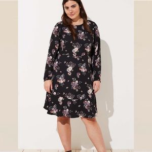 LOFT Plus Wildflower Flounce Long Sleeve Dress